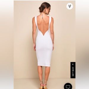 Stunning white low-back midi dress
